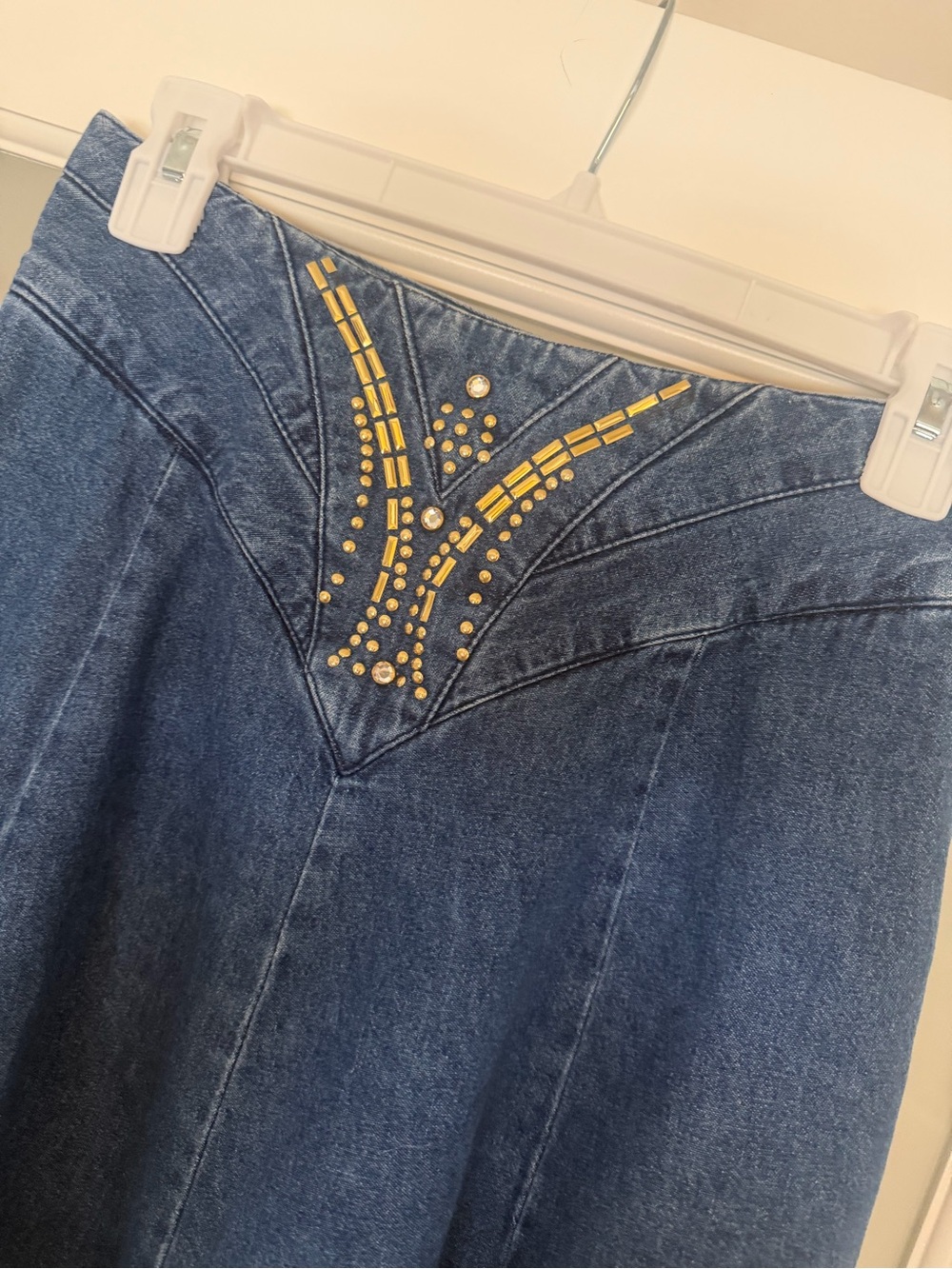 Vintage 80s/90s City Girl Sport Studded Western Denim Prairie Maxi Skirt, S - Picture 4 of 10
